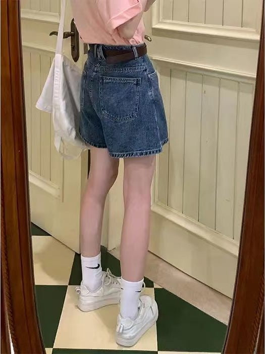 Blue High Waist Denim Shorts