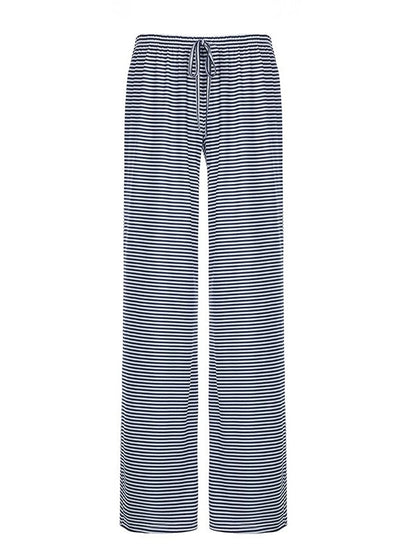 Blue Striped Drawstring Low Rise Pants