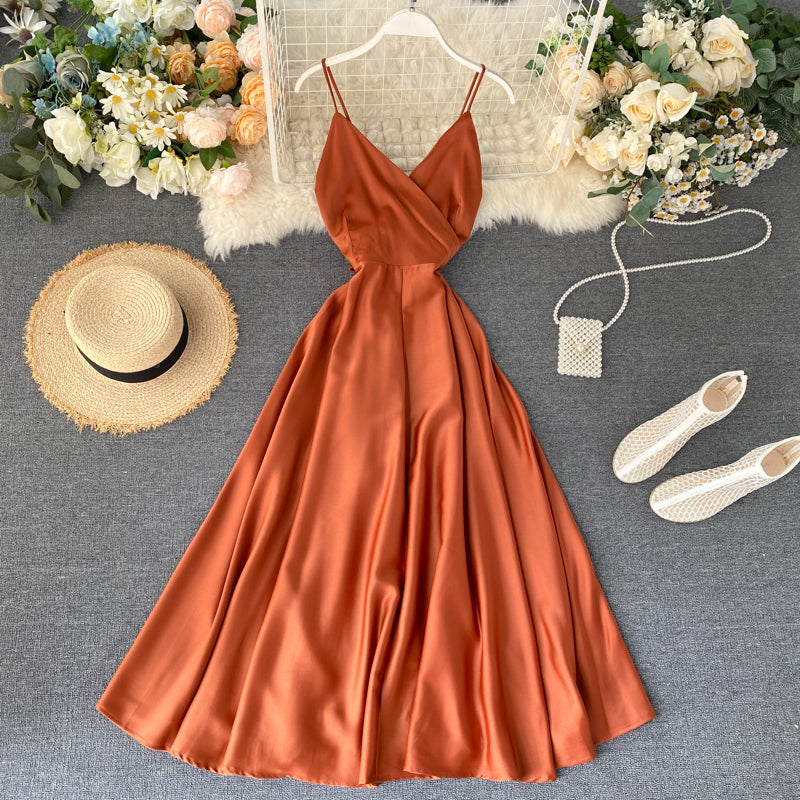 Long Dress Summer Dress Suspenders Dress 082