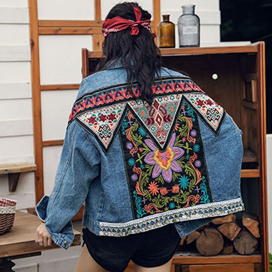 Denim Appliques Embroidery Coat