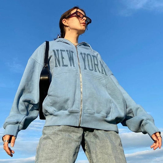 Embroid Zip Up Hoodies