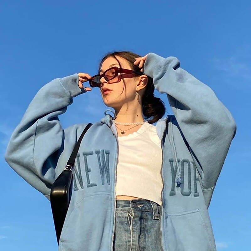 Embroid Zip Up Hoodies