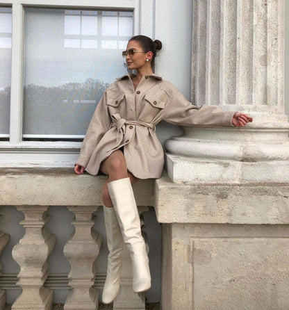 Long Sleeves Belted Warm Thicken Coats