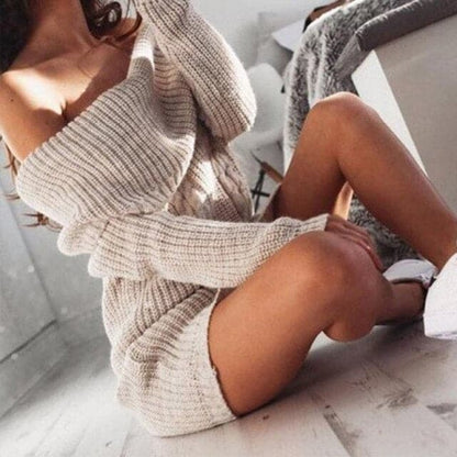 Ribbed Knitted Sweater Dress