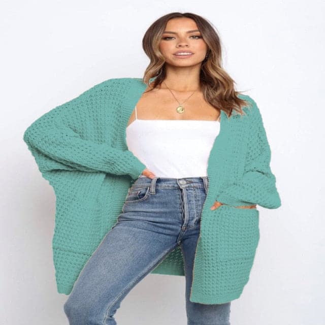 Pockets Long Sleeve Loose Knitted Sweaters