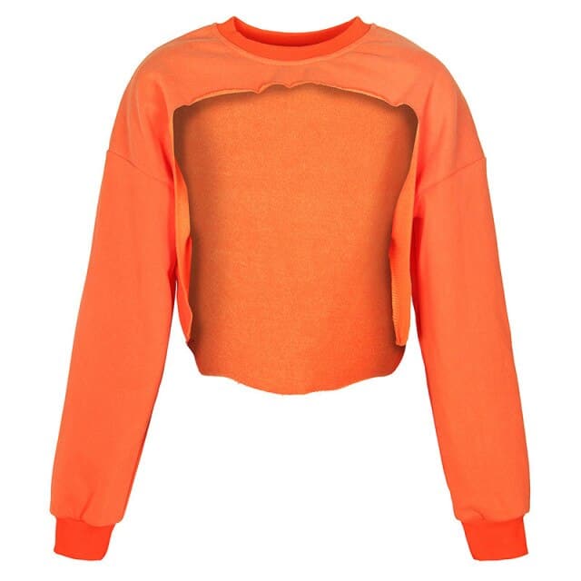 Irregular Cut Out New O-neck Hoodies