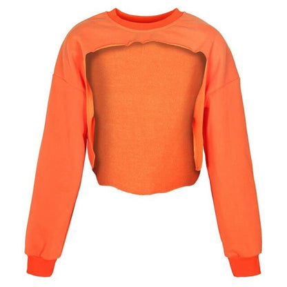 Irregular Cut Out New O-neck Hoodies