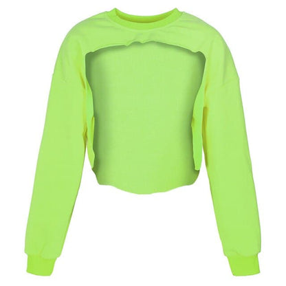 Irregular Cut Out New O-neck Hoodies