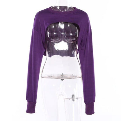 Irregular Cut Out New O-neck Hoodies