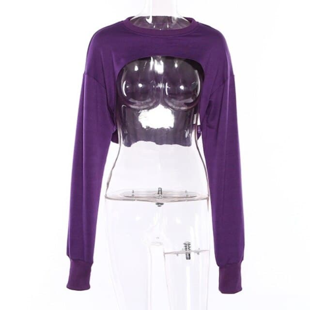 Irregular Cut Out New O-neck Hoodies