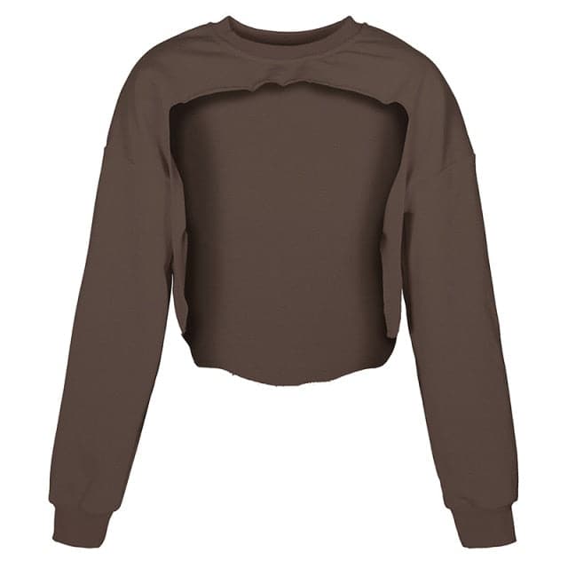 Irregular Cut Out New O-neck Hoodies