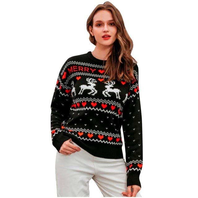 Dressbetty - Sweater Knit Top Loose Long Sleeves Christmas Color Light Bulb Warm Autumn Winter Girl Pullover