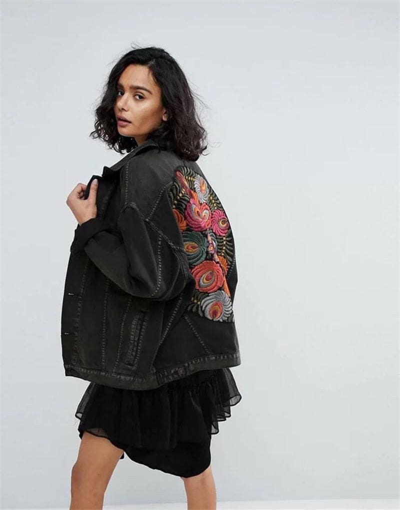 Embroidery Denim Coats
