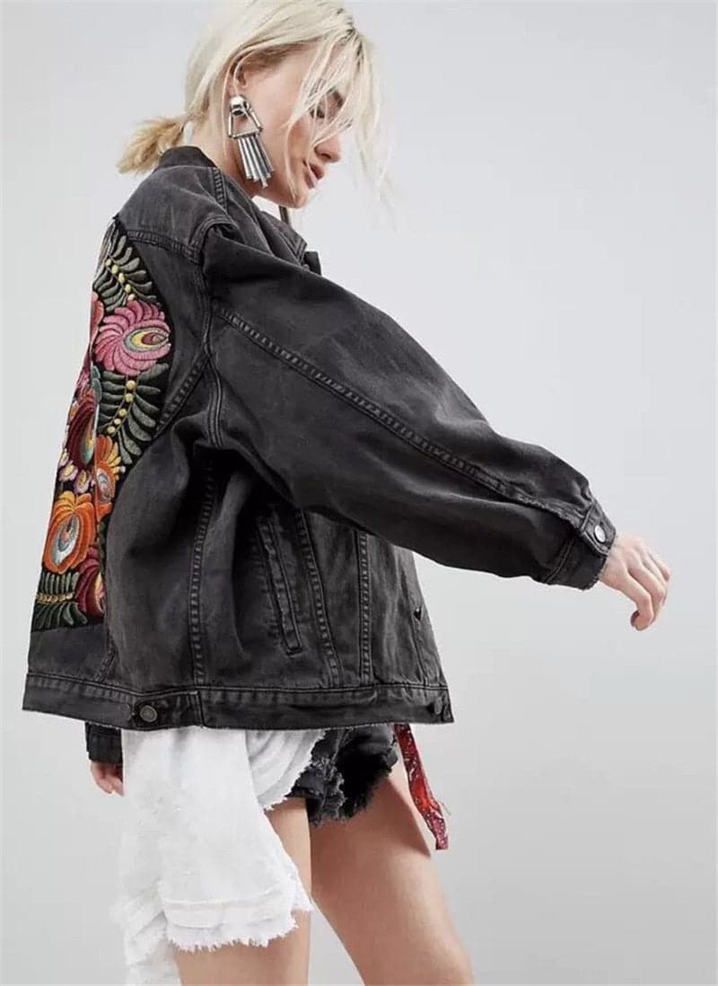 Embroidery Denim Coats