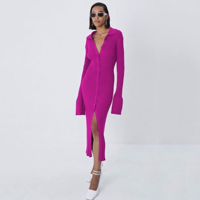 Square Neck Long Sleeve Soft Sweater Dress