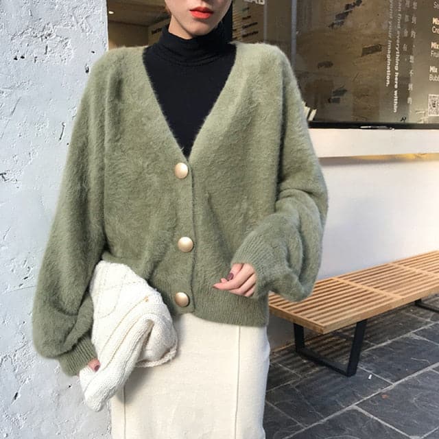 V Neck Oversized Cardigan Sweaters