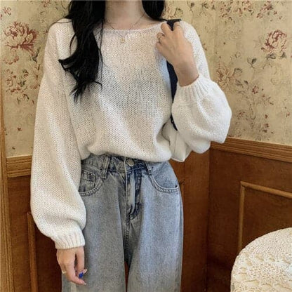 Dressbetty - Knitted Sweaters Woman Colorblock Pull Femme Long Sleeve Crop Top Sweater Winter Clothes Korean