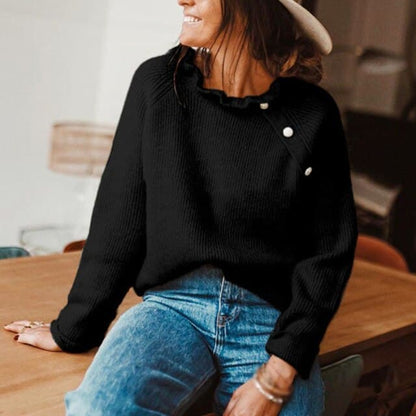 Dressbetty - Sweater Spring Autumn Long Sleeve Basic Knitted Tops Loose Pullover White Khaki Sweaters for