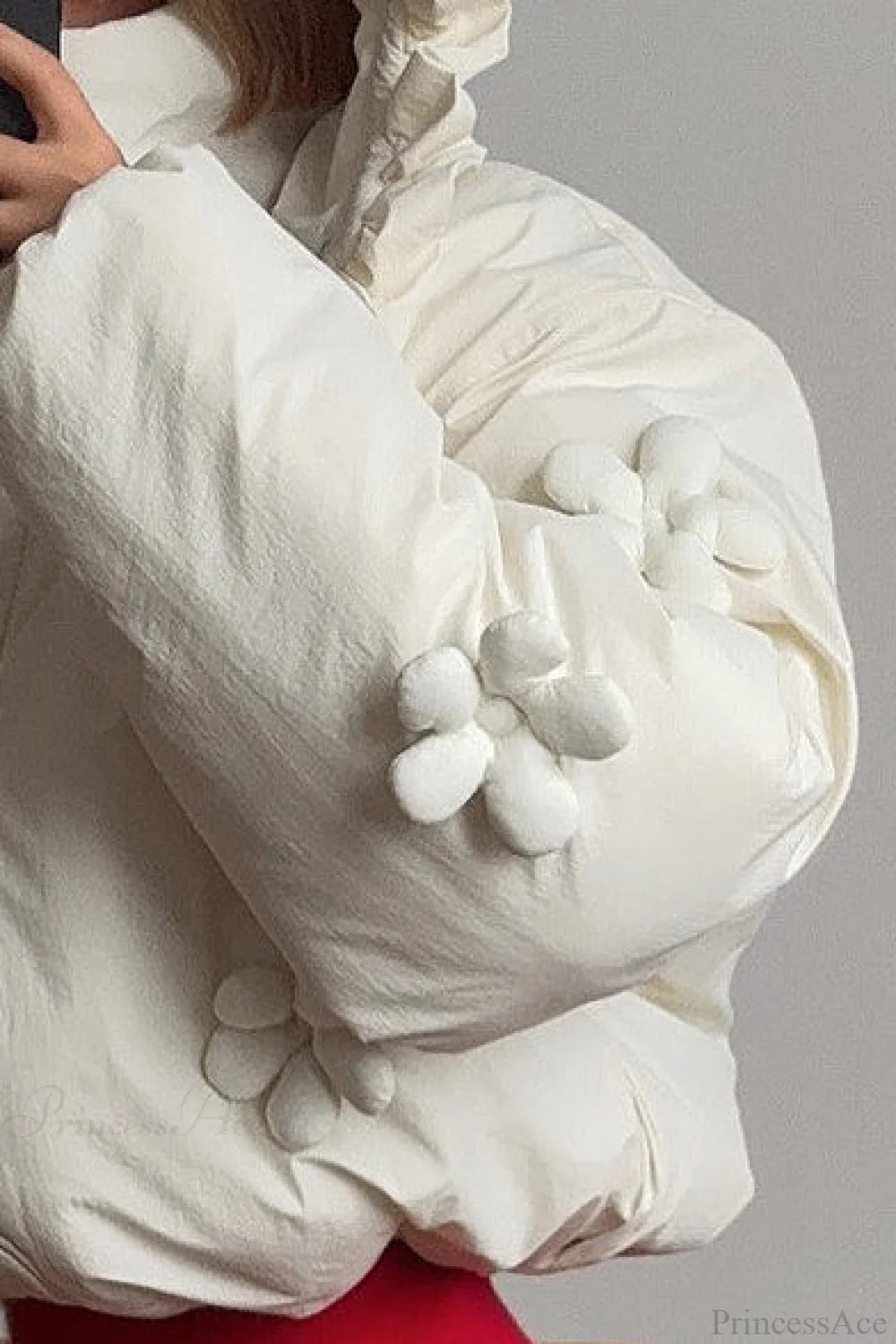 Puffer Hooded Flower Trim Coat