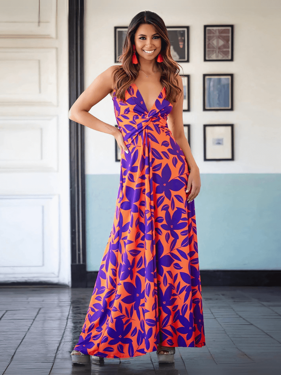 Cynthia V-neck Maxi Dress - Purple