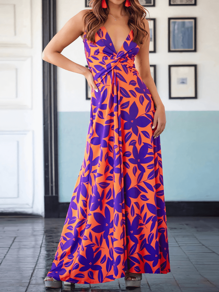 Cynthia V-neck Maxi Dress - Purple