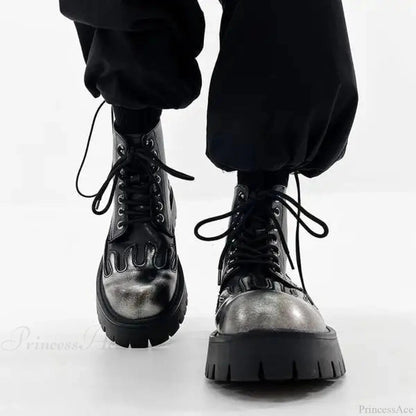 Rebellious Platform Ankle Gothic Motorcycle Boot