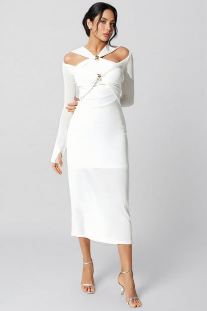 Colour Strappy Maxi Dress-white