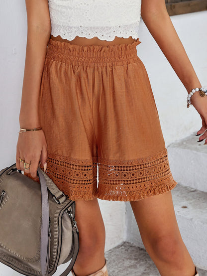 Florida High Rise Pocketed Lace Trim Shorts