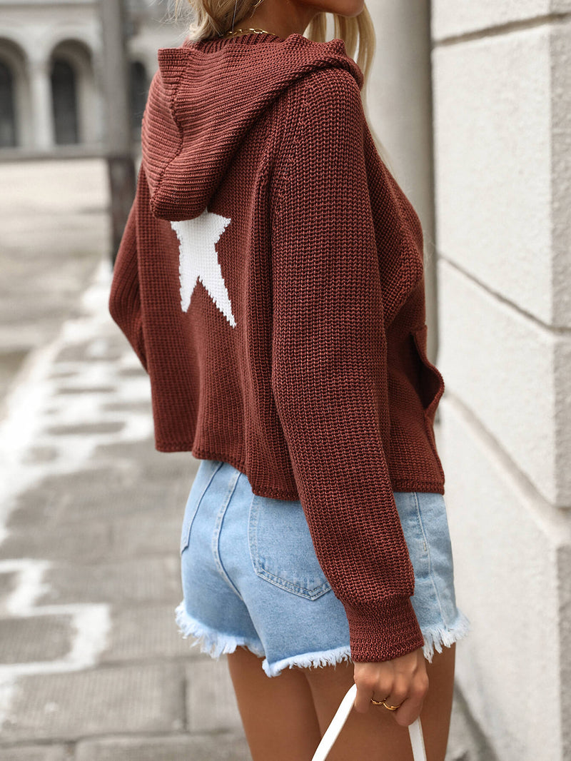 Cozy Star Hoodie Sweater - Rust
