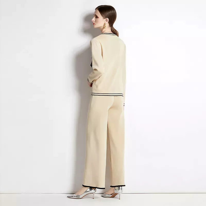 Apricot - Knitted Cardigan Two Piece Set