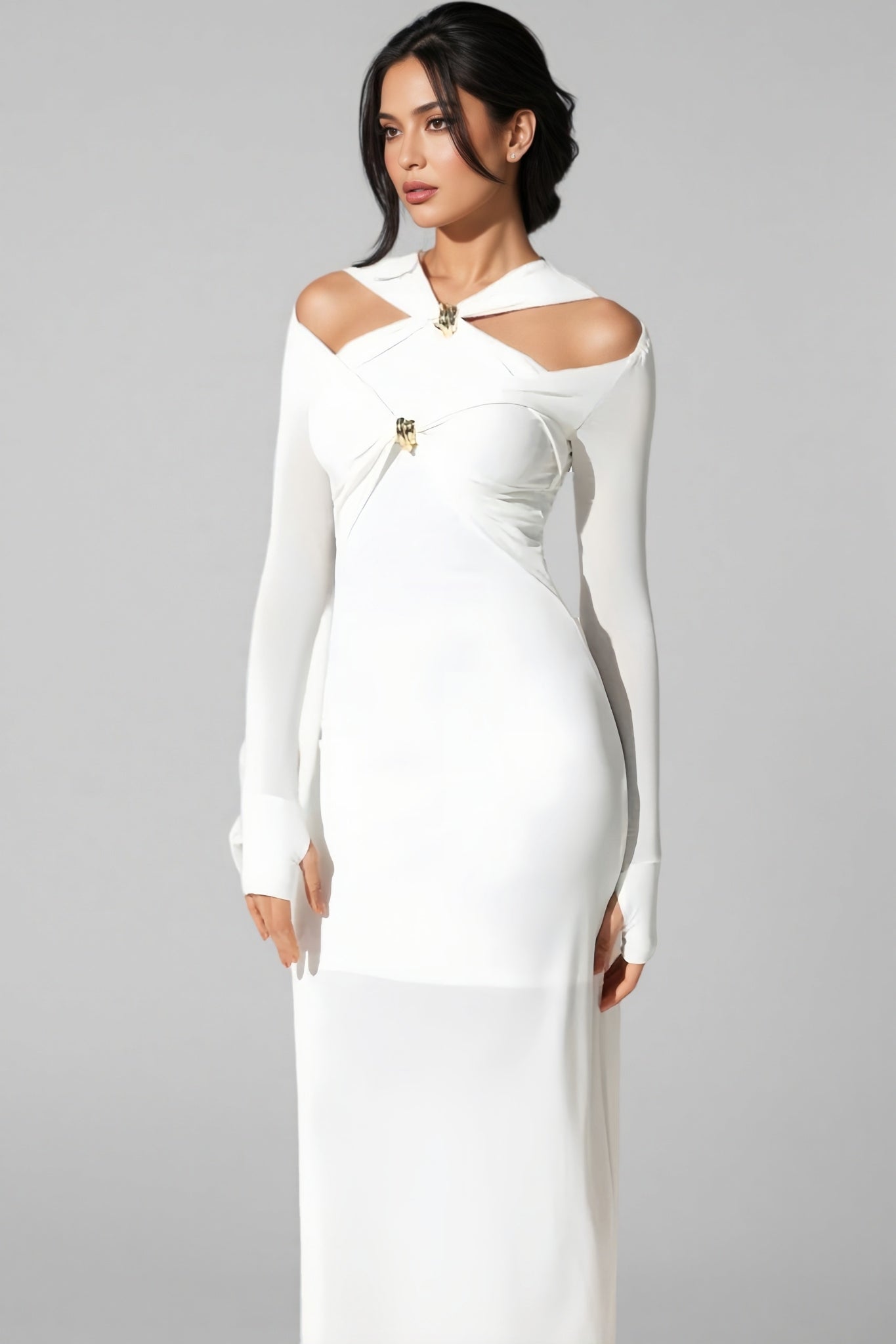 Colour Strappy Maxi Dress-white