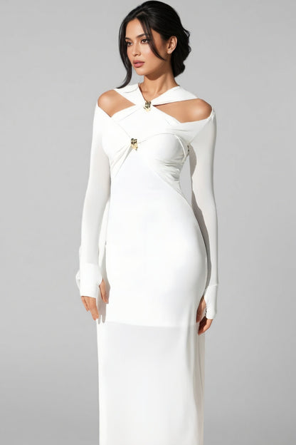 Colour Strappy Maxi Dress-white