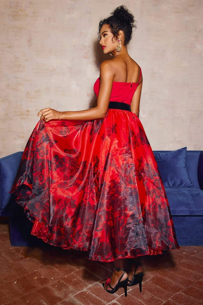 Samantha Butterfly Print Organza Midi Skirt