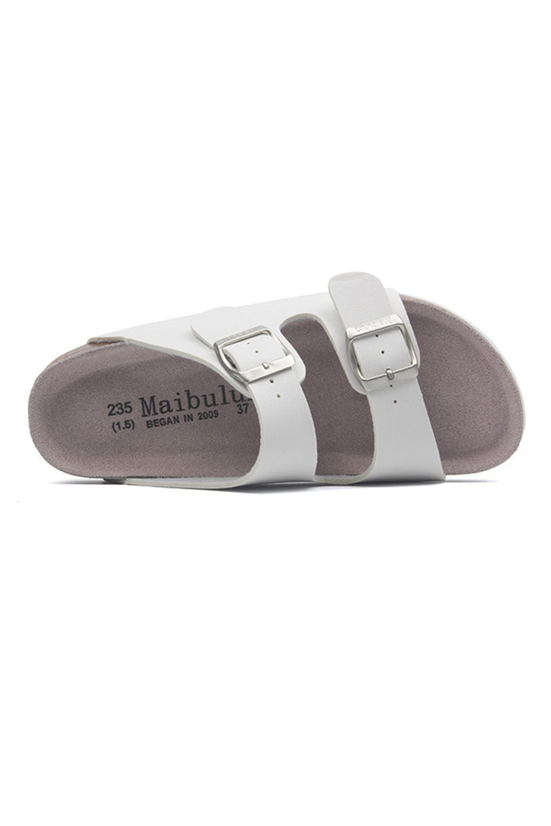 Printed Buckle Flat Sandals
