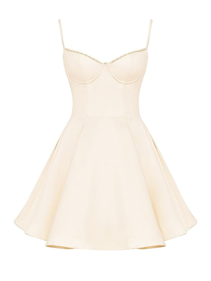 Cream Tulle Mini Dress