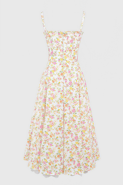 Larkt Meadow Print Cotton Bustier Midi Dress