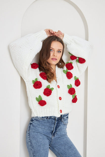 Selena Rose Knit Sweater Cardigan