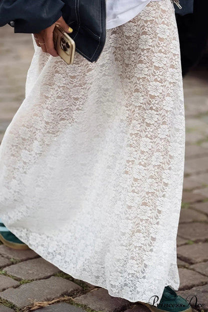 Sheer Jacquard Long Skirt