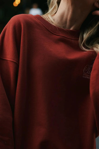 Simple Color Letter Print Crew Loose Sweatshirts