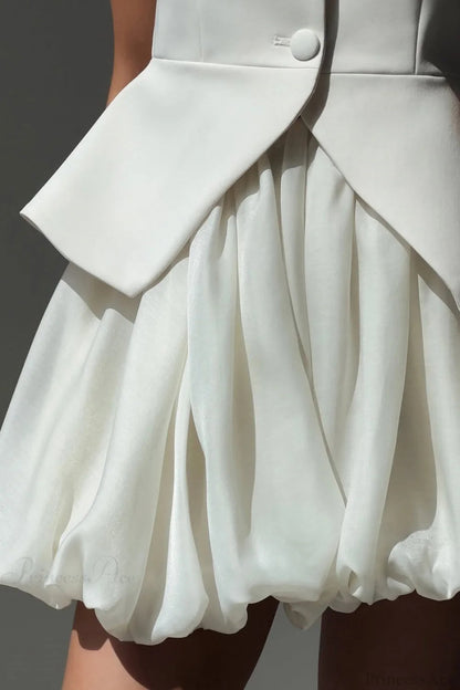 Sleeveless Vest Puff Skirt Two Piece Set
