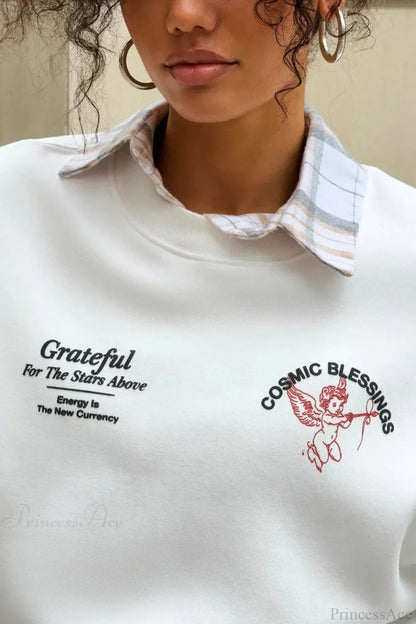 Angel Print Thickened Crew Neck Sweatshirts