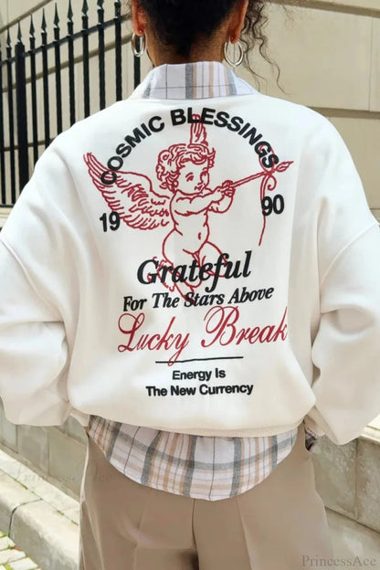 Angel Print Thickened Crew Neck Sweatshirts