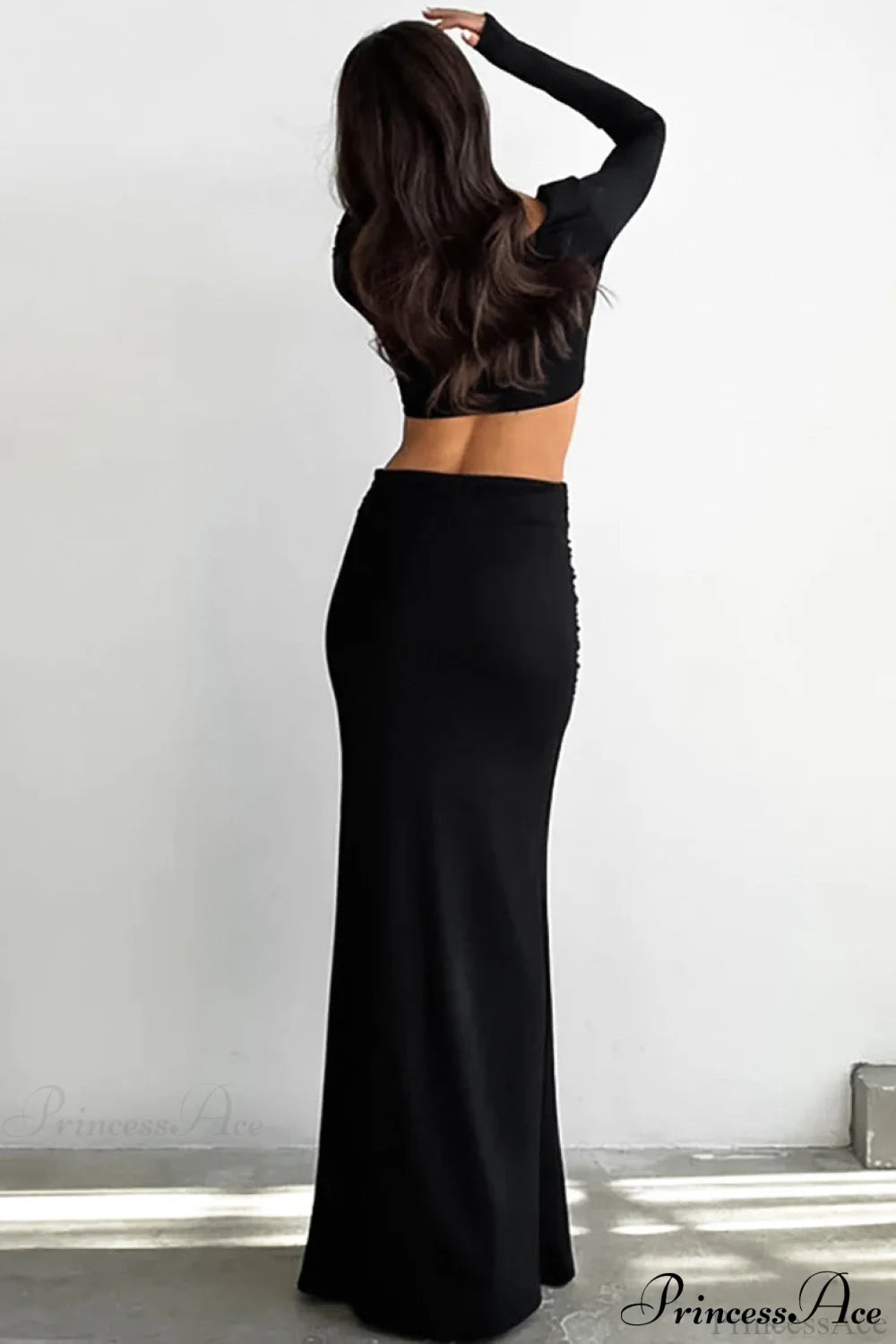 Color High Waist Fishtail Slim Skirt