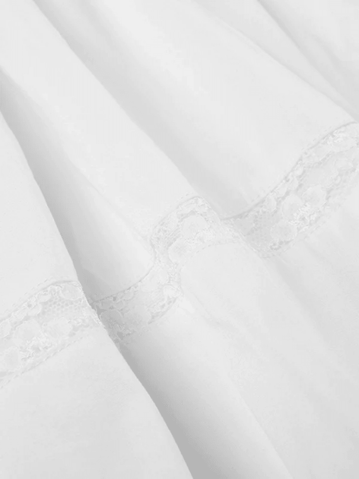 White Y2k Slit Layered Midi Skirt