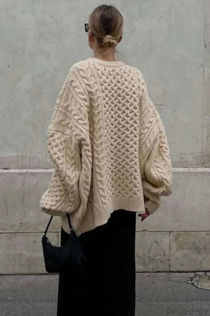 Crewneck Lantern Sleeve Loose Sweater