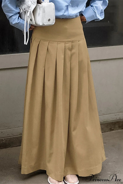 High Waist Pleated Maxi Skirt
