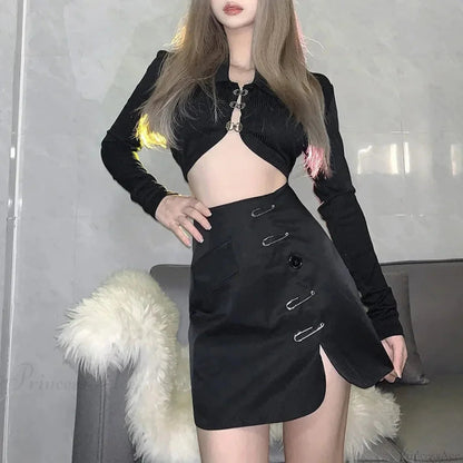 Hue Slim Divide Mini Skirt