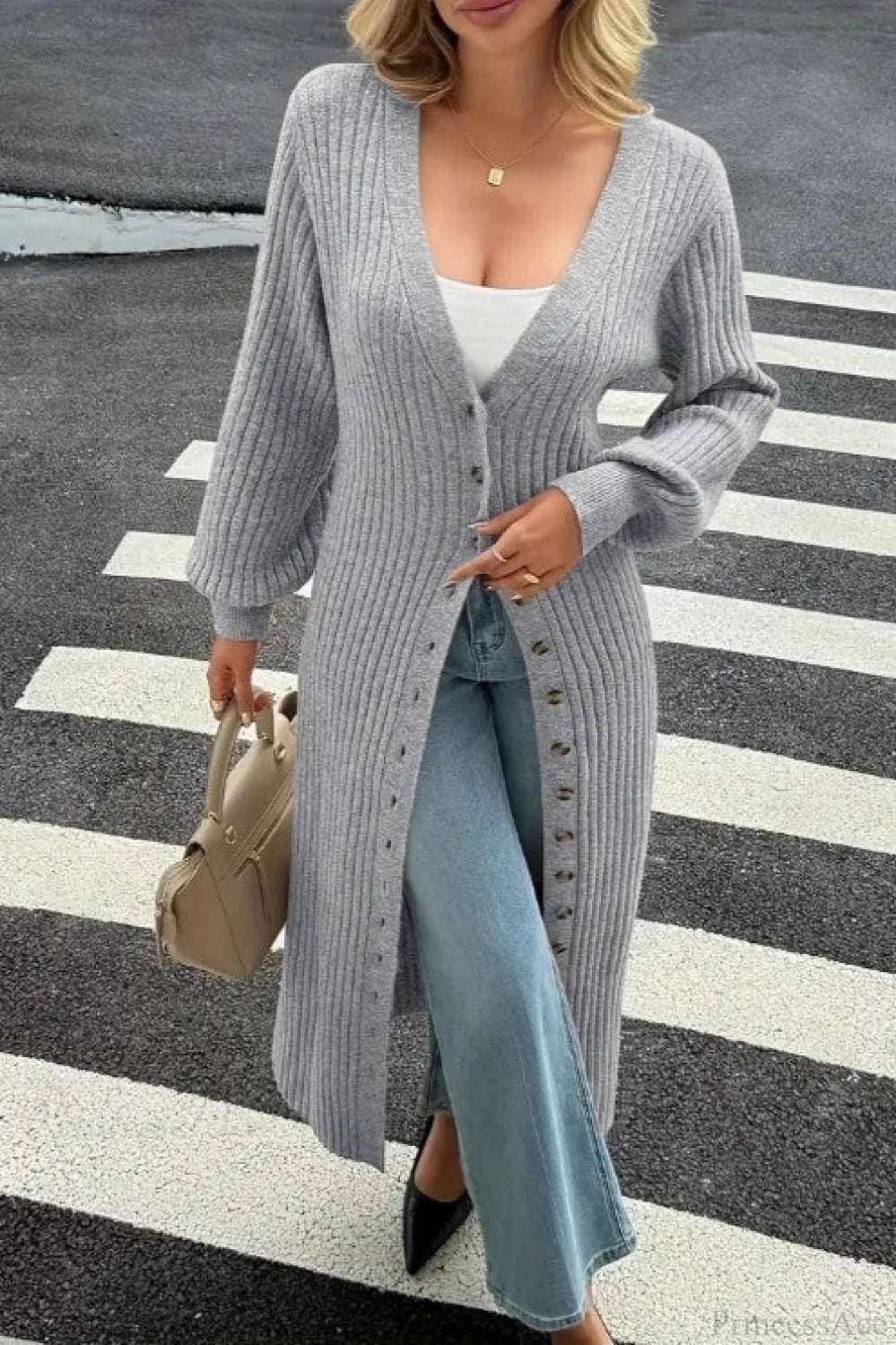 Knit Open Front Loose Longline Overcoat
