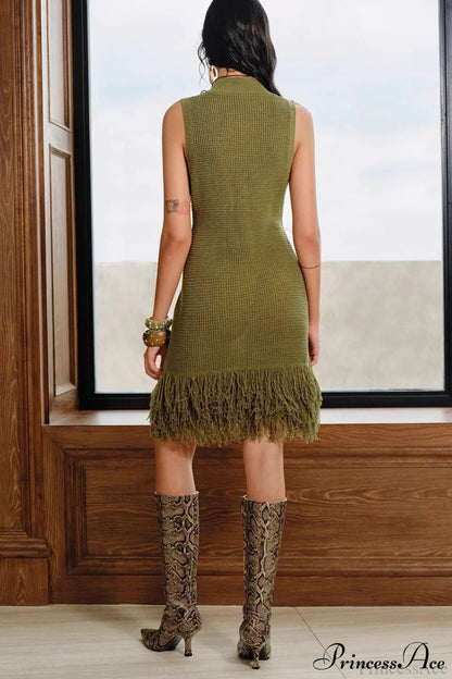 Knit Tassel Bodycon Mini Dress