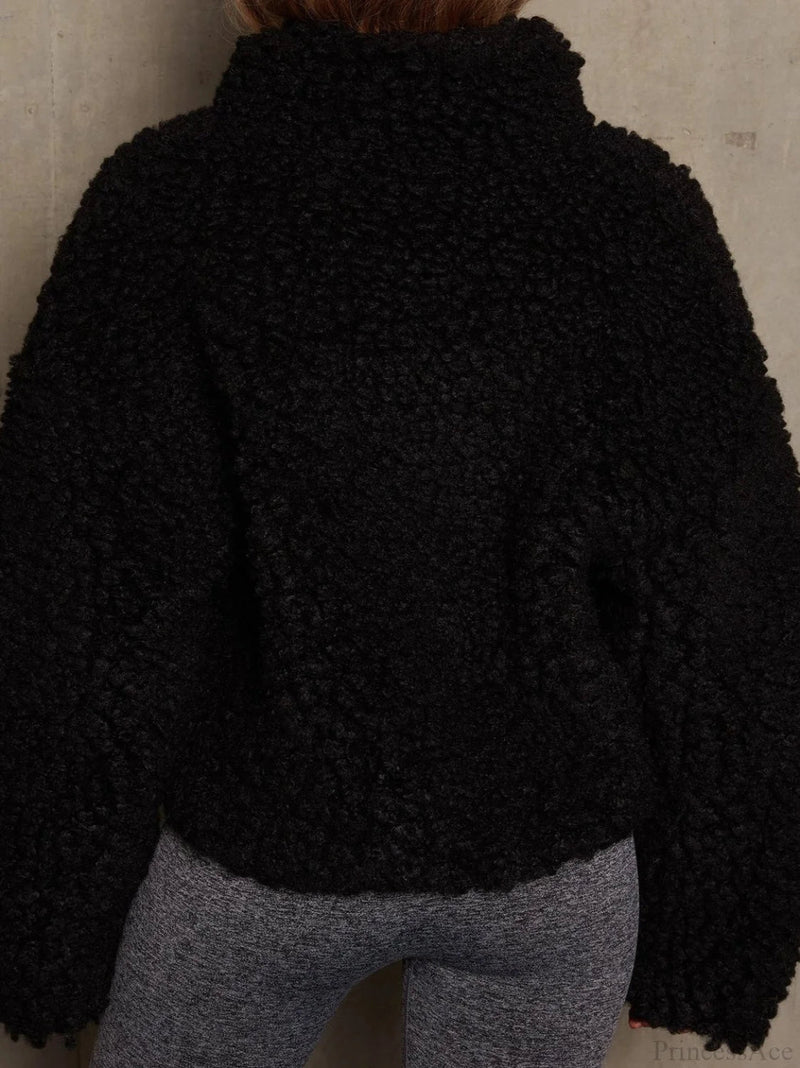 Minimalist Sherpa Cropped Fuzzy Coat